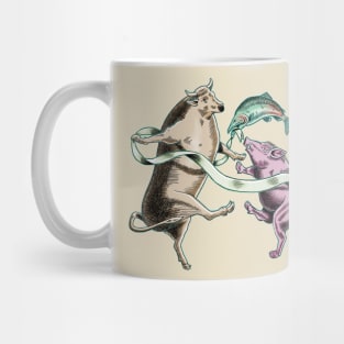 Dancing Animals - Cow Pig Fish Deer Mug